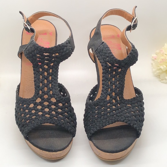 Jelly Pop “Mosaic” Black Wedges - Picture 2 of 16